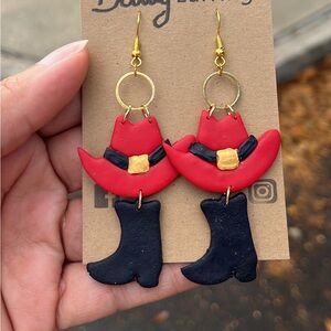 Santa Cowboy Polymer Clay Dangles